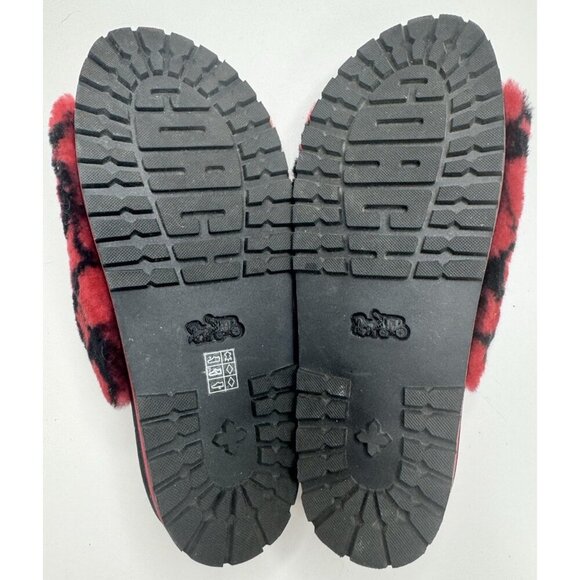Coach Women's Khloe Slide Plush Shearling Sandals Raspberry Black Size 8.5 - Picture 8 of 11